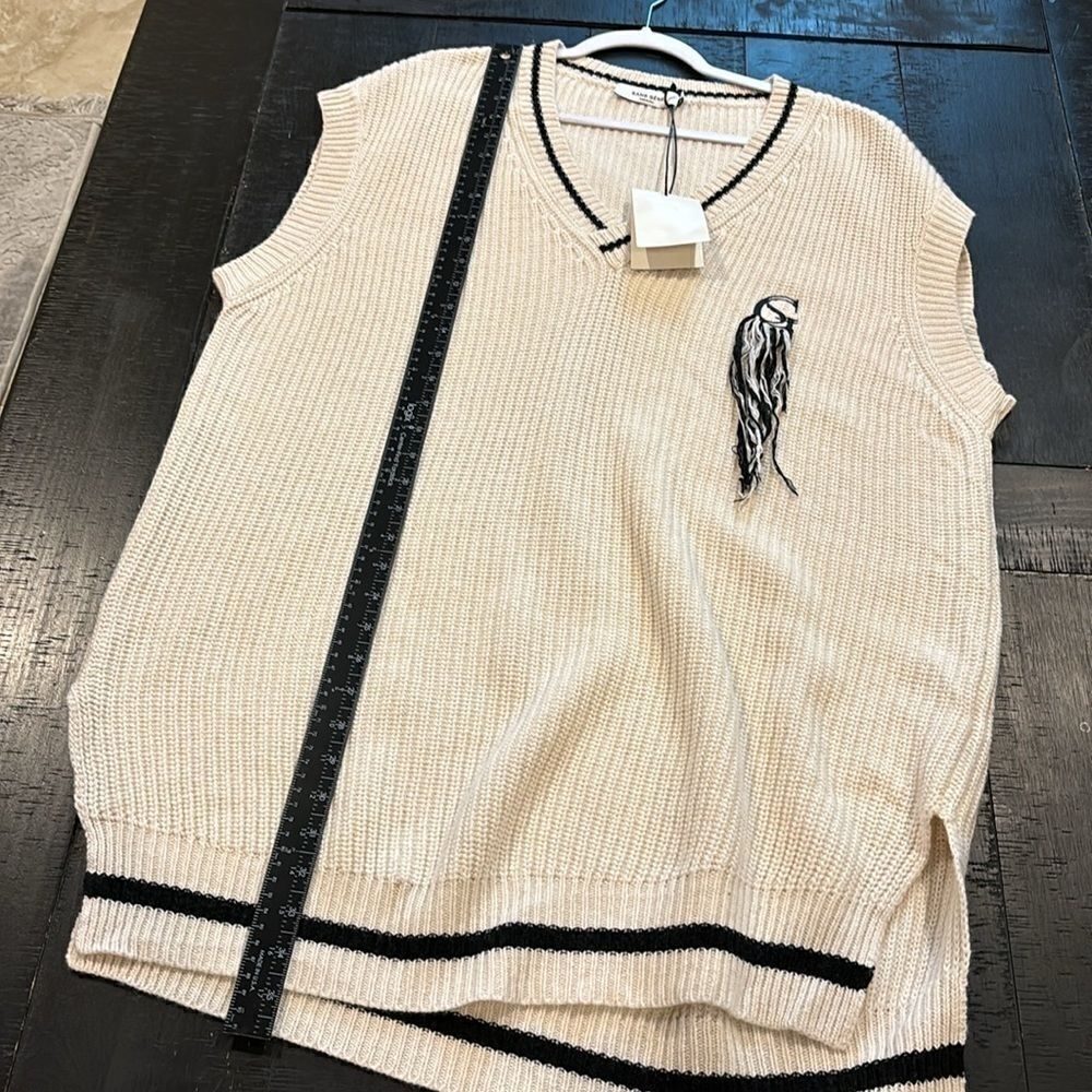 NWT Sans Gene OVERSIZED KNIT VEST Medium Embroidered Wool Cashmere Blend‌ Dress - Picture 15 of 16